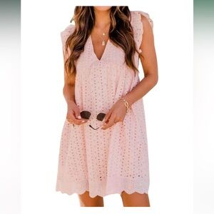 Pink Eyelet Sleeveless Dress